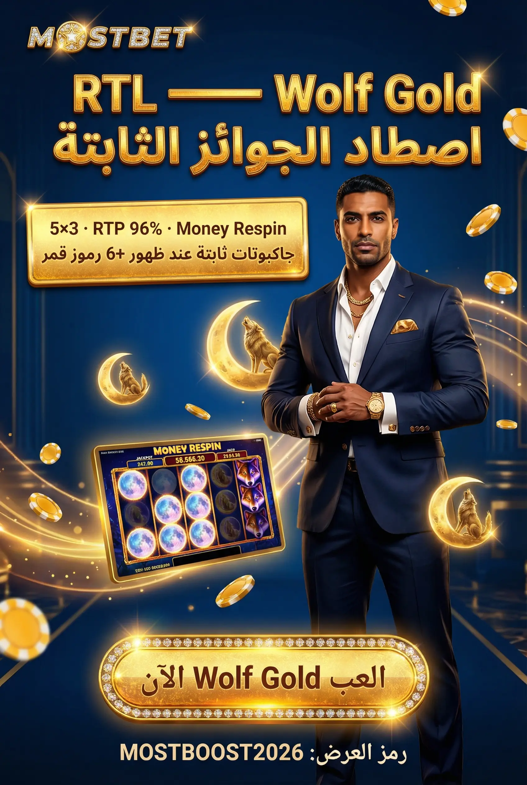 لعبة Wolf Gold في Mostbet مصر