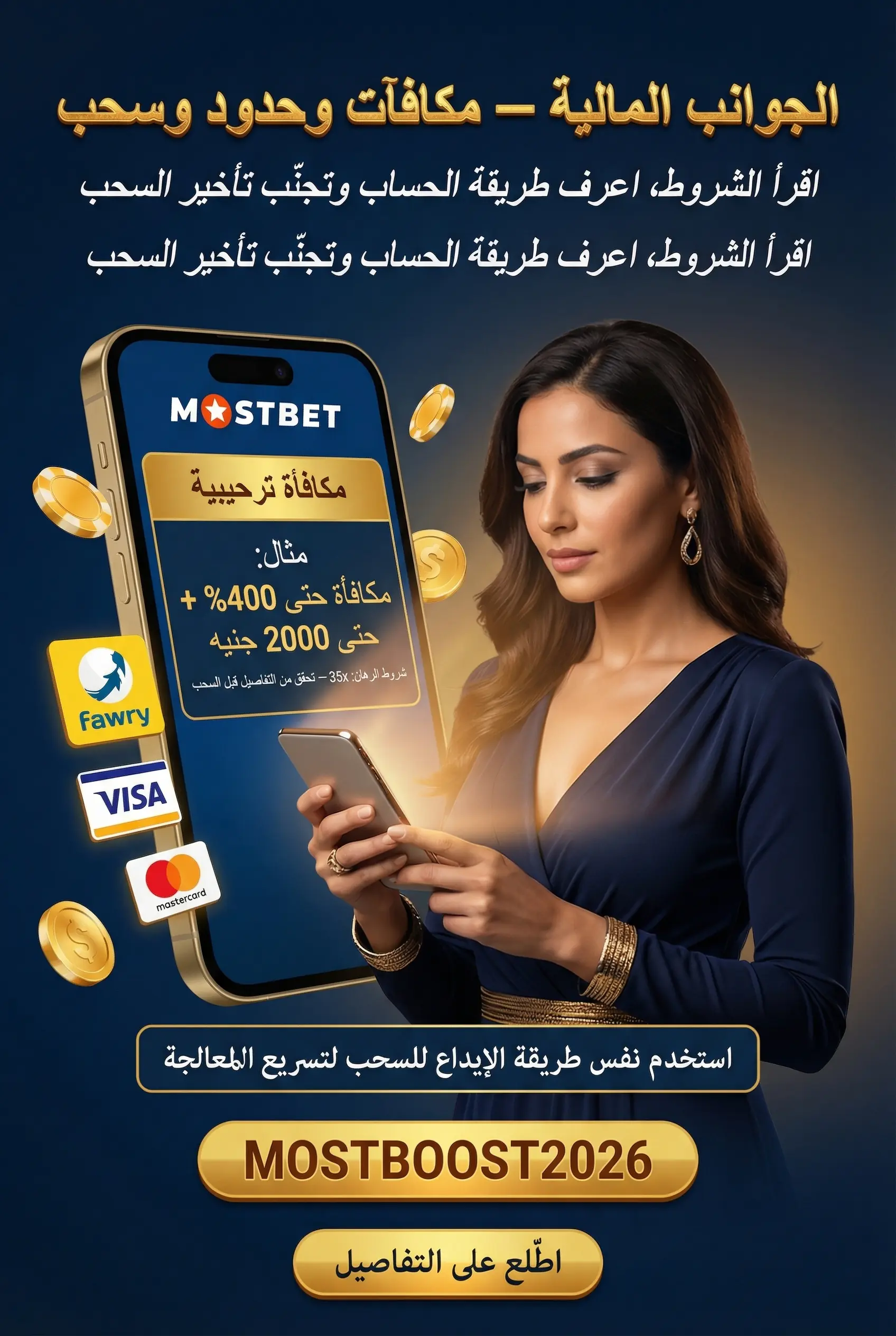صورة توضح البونصات والمدفوعات في Mostbet